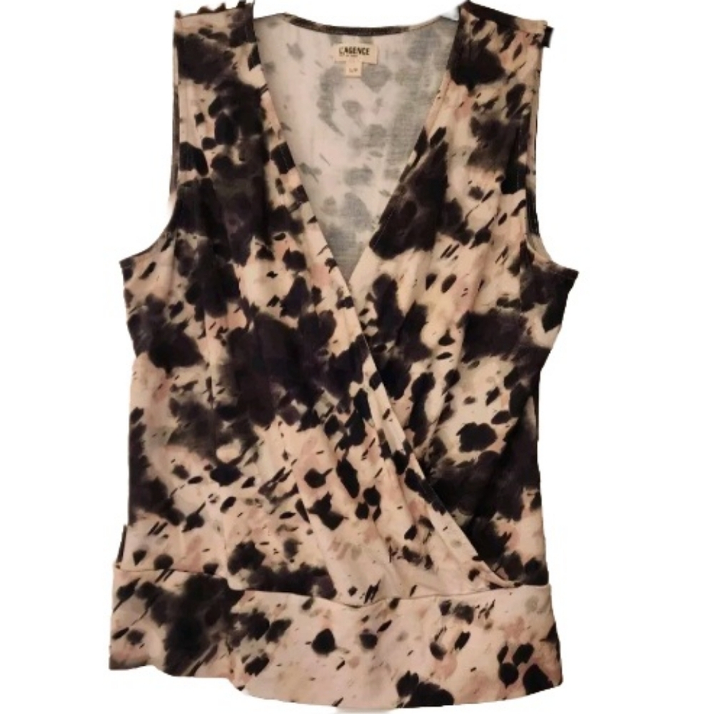 L'AGENCE Ressi splatter Print Jersey surplice front top Size SP - Picture 2 of 6